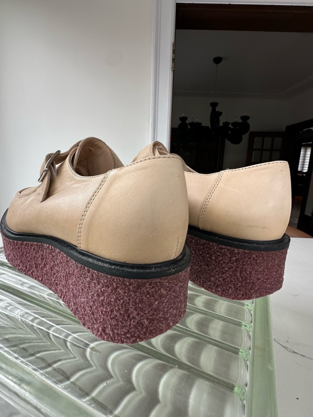 Men's Tan Leather Buckle Loafers - Picture 6 of 11